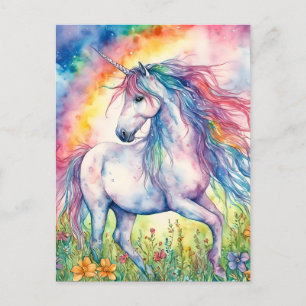 Postal Acuarela de Unicorn