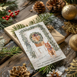 Postal Acuarela de vacaciones Snowowage Golden Retriever