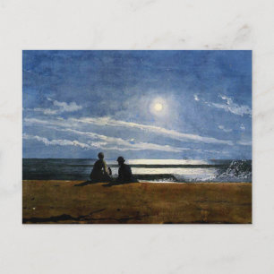 Postal acuarela de Winslow Homer, luz de luna,