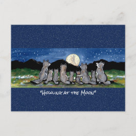 Postal acuarela de Wolf Wolf Moon