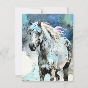 Postal Acuarela de yegua Appaloosa juguetona