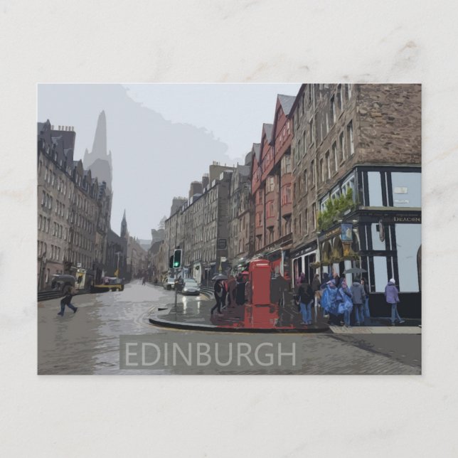 Postal Acuarela del Día de las Lluvias de Edimburgo (Anverso)