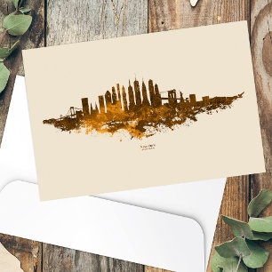 Postal Acuarela del horizonte de la ciudad de Nueva York 