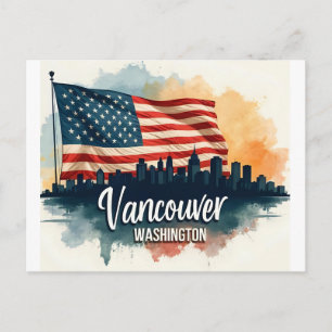 Postal Acuarela del horizonte de Vancouver, estado de Was
