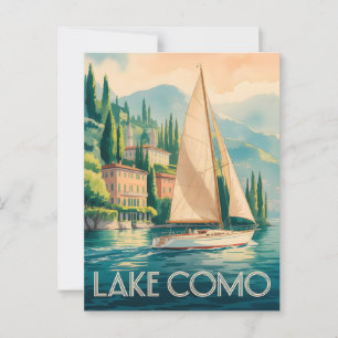 Postal acuarela del lago Como