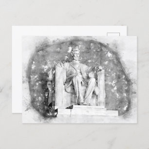 Postal acuarela del Lincoln Memorial