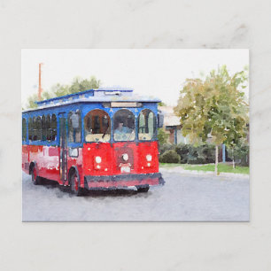 Postal acuarela del Trolley Town