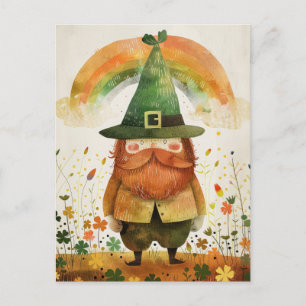 Postal Acuarela Duende Día de San Patricio Caprichoso