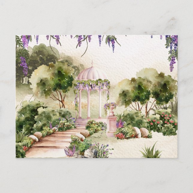 Postal Acuarela Elegante jardín verde (Anverso)