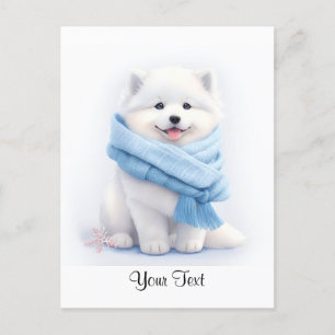 Postal Acuarela Estadounidense Eskimo Puppy Dog Personali