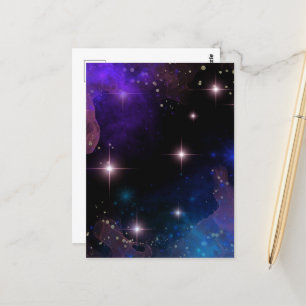 Postal Acuarela Estrellas Cósmicas Celestes y Cielo