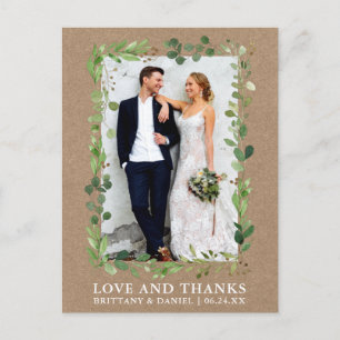 Postal Acuarela Eucalipto Boda Amor Gracias Kraft