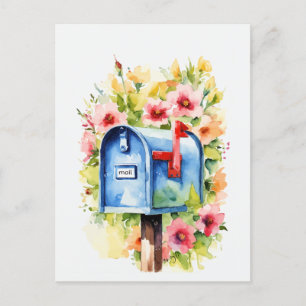 Postal Acuarela floral   Buzón