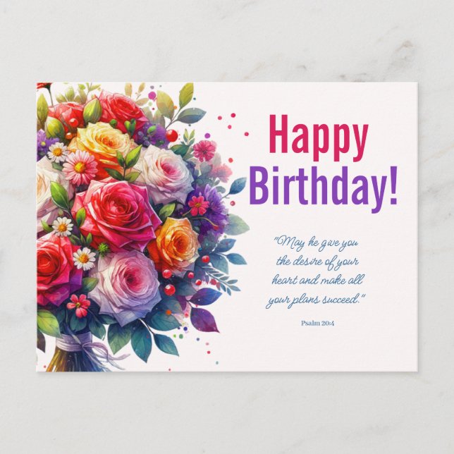 Postal Acuarela Floral Cumpleaños (Anverso)