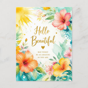Postal Acuarela floral de saludo