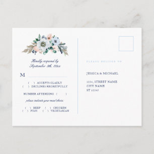 Postal Acuarela Floral Hydrangea Comida Elección RSVP