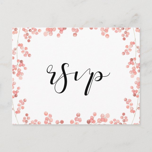 Postal Acuarela floral rosa RSVP (Anverso)