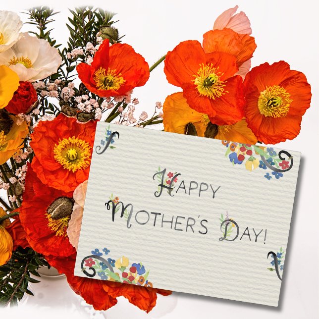 Postal Acuarela floreciente Feliz Día de la Madre (Subido por el creador)