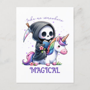 Postal Acuarela Grim Reaper Book Lover