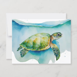 Postal Acuarela hawaiana honu del océano de la tortuga