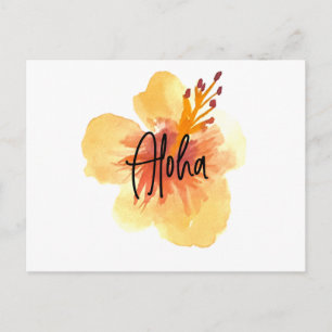 Postal Acuarela Hawaii Hibisco Amarillo Floral Móvil