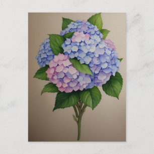 Postal Acuarela Hidrangea Púrpura Flor