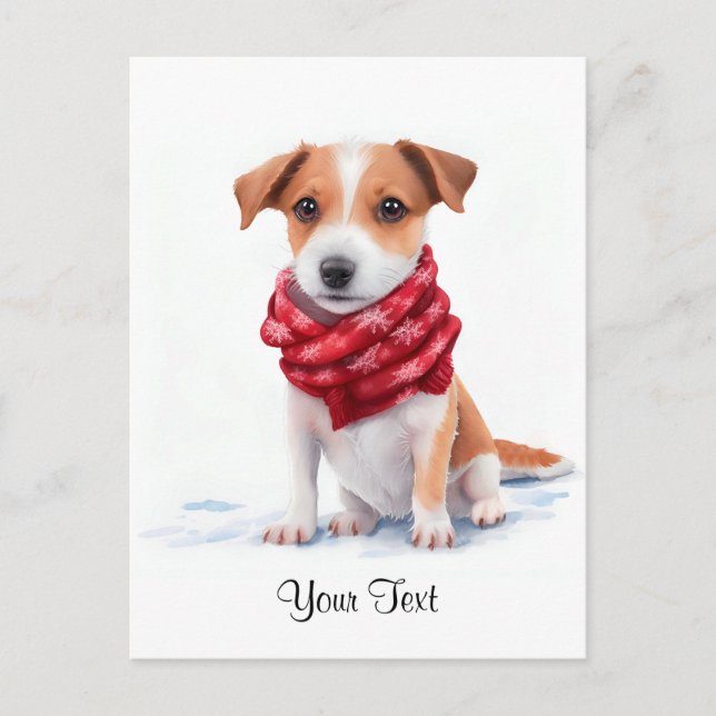 Postal Acuarela Jack Russell Terrier Perro de Cachorro (Anverso)