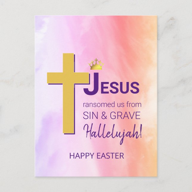 Postal Acuarela JESÚS ME TRANSOMÓ Feliz Pascua (Anverso)