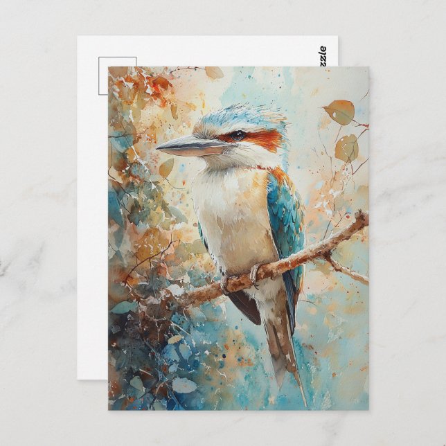 Postal Acuarela Kookaburra (Anverso / Reverso)