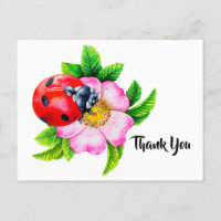 Acuarela Ladybug Floral Gracias