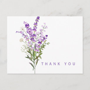Postal Acuarela Lavender Funeral Gracias Nombre Y Fecha