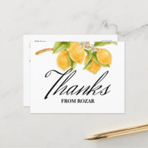 Acuarela Limón y Flores de Cumpleaños Gracias