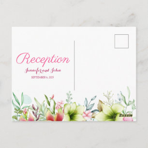 Postal Acuarela Magenta Red Amaryllis Recepción Floral