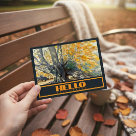 Postal Acuarela Majestic Oak Tree In Fall