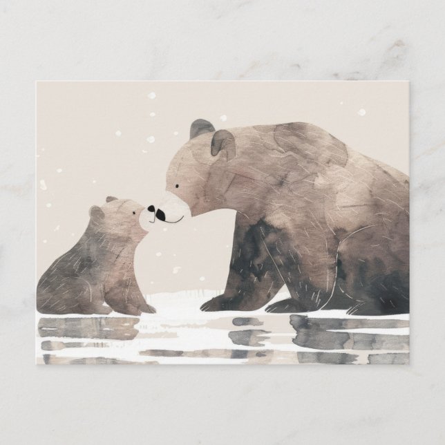 Postal Acuarela Mama Bear y el Día de la Madre (Anverso)