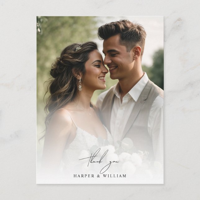 Postal acuarela margarita gracias boda de fotos Postcard (Anverso)