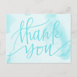 Postal Acuarela moderna Aqua Blue Gracias Postcard