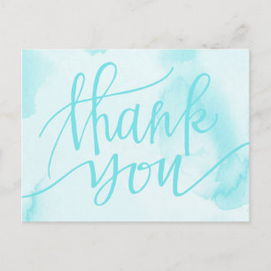 Postal Acuarela moderna Aqua Blue Gracias Postcard