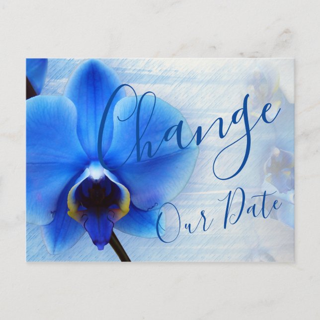 Postal Acuarela moderna Azul Orquídea Floral (Anverso)