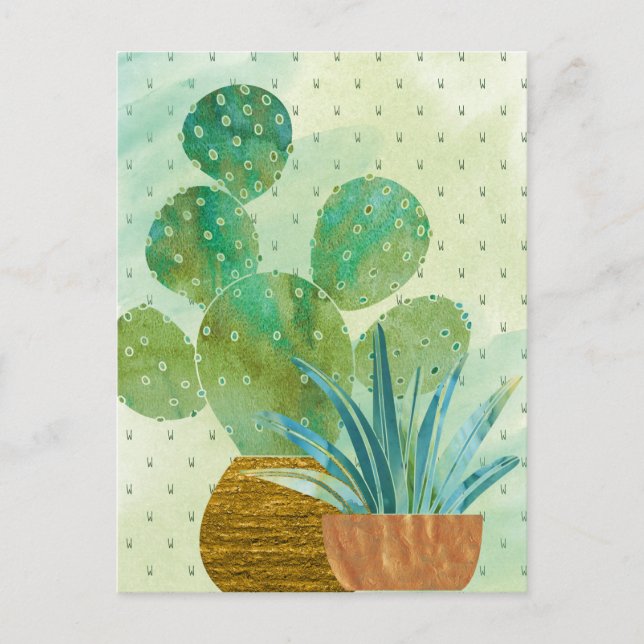 Postal Acuarela Monogramada Cactus Everyday (Anverso)