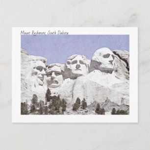 Postal Acuarela Monte Rushmore Dakota del Sur