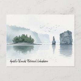 Postal Acuarela nacional de las islas Apóstol Lakeshore