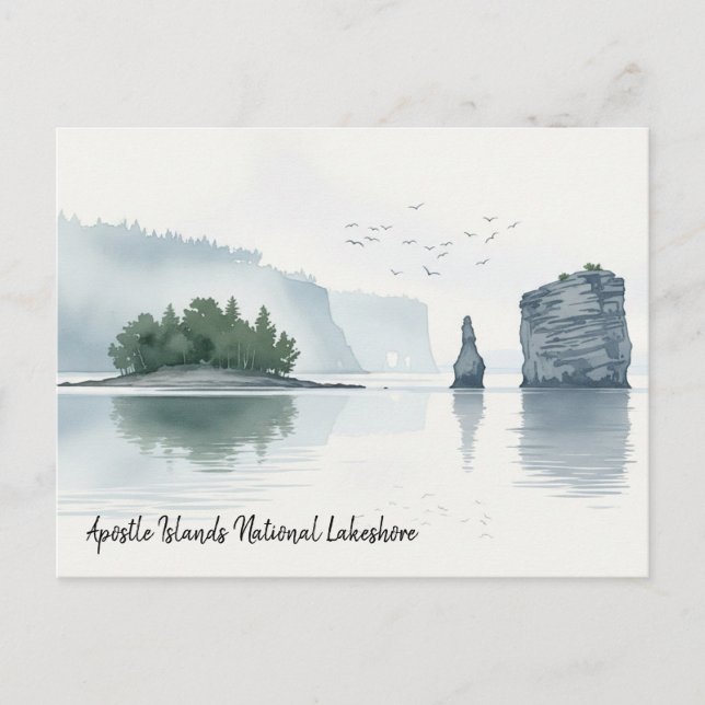 Postal Acuarela nacional de las islas Apóstol Lakeshore (Anverso)