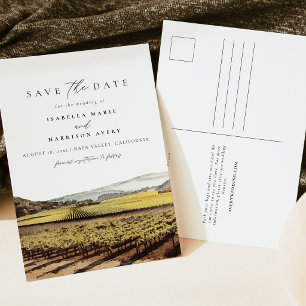 Postal Acuarela Napa Valley Sonoma California Viñedo