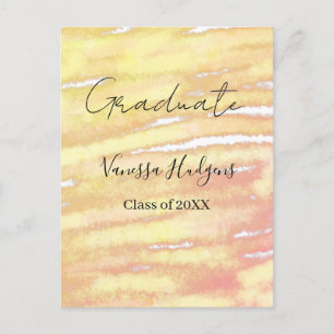 Postal Acuarela naranja amarillo graduación agregar nombr