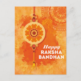 Postal Acuarela naranja Feliz Raksha Bandhan