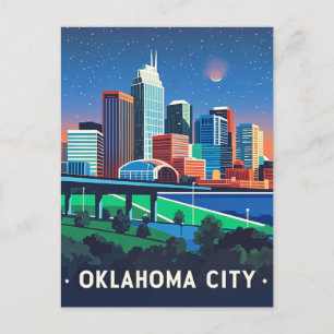 Postal Acuarela nocturna de Oklahoma