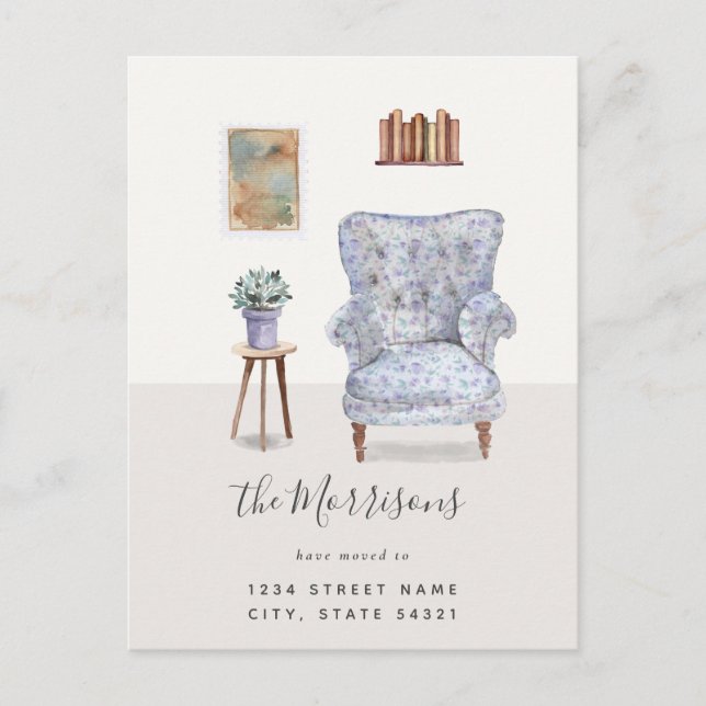 Postal Acuarela Nuevo cambio de domicilio (Anverso)