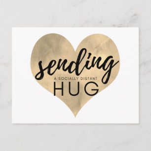 Postal Acuarela Oro Corazón Social Distance Hug