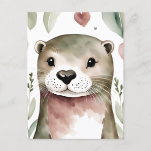 Postal Acuarela Otter Adorable